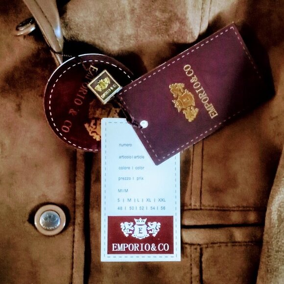 Emporio & Co. Mocha Brown Suede Leather Trim Jacket NWT - Picture 4 of 6